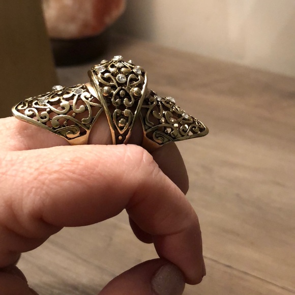 Gold / Rhinestone knuckle ring - Picture 4 of 5